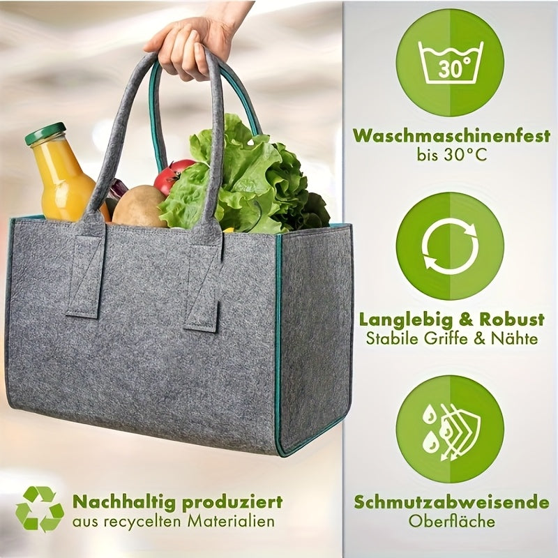 Gray Felt Tote Bag Made of Non-Woven Fabric, Perfect for Shopping And Carrying Groceries, Shelf Baskets