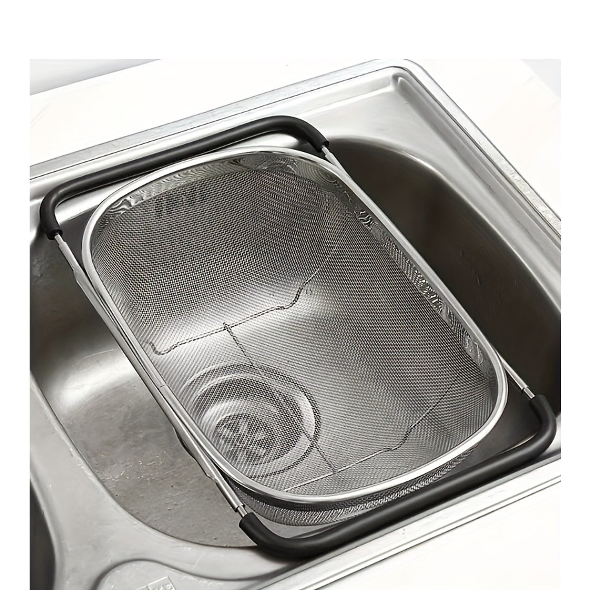 Stainless Steel | Multifunctional 1pc Stainless Steel Multifunctional Colander | Sink Colander, Vegetable Sink Washing Basket, Fruit Drain Basket Rack, Strainer Basket, Adjustable Sink Rack, Kitchen Stuff, Kitchen Gadgets, Kitchen Accessories