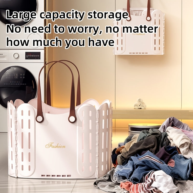 Bathroom and Toilet Basket Foldable Multi-purpose Storage Basket | Hand-carried, Laundry Hamper, Shopping, Toy Storage | Large-capacity, No Assembly