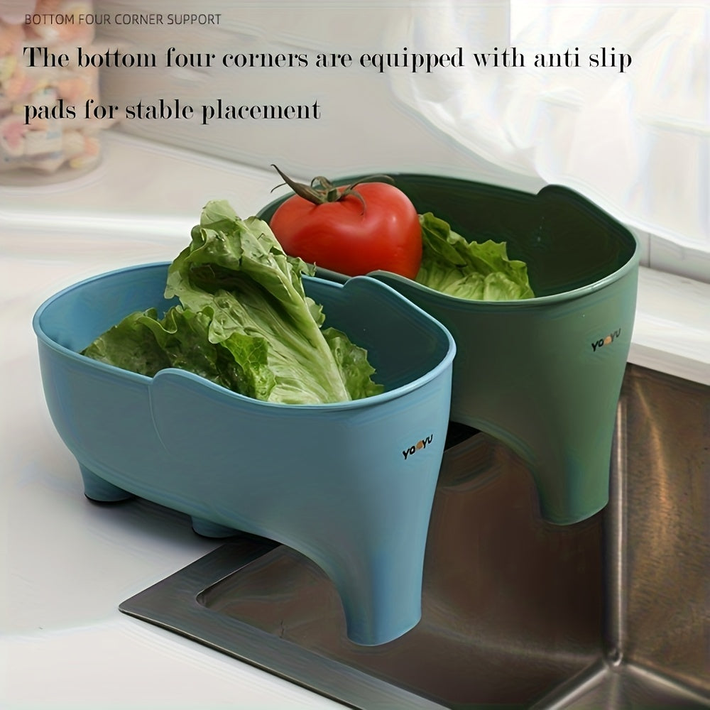 2pcs Plastic Drain Basket Suitable - Heavy-Duty Multi-Purpose Strainer Basket, Dish Drainer for Fruits Vegetables Rice Grains Lentils, Space-Saving Drain Basket