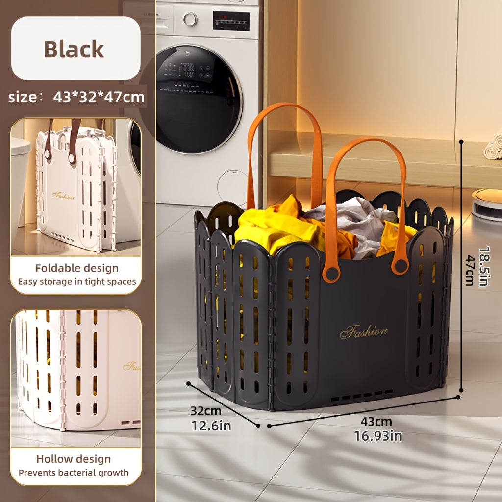 Bathroom and Toilet Basket Foldable Multi-purpose Storage Basket | Hand-carried, Laundry Hamper, Shopping, Toy Storage | Large-capacity, No Assembly