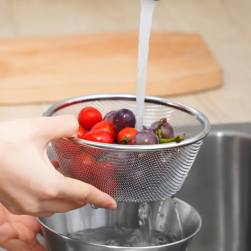 Small Filter Baskets Faridabio 2pcs 304 Stainless Steel Mini Drainage Basket & Bowl Set | Small Filter Baskets for Washing Veggies, Rice | Perfect Kitchen Gadgets