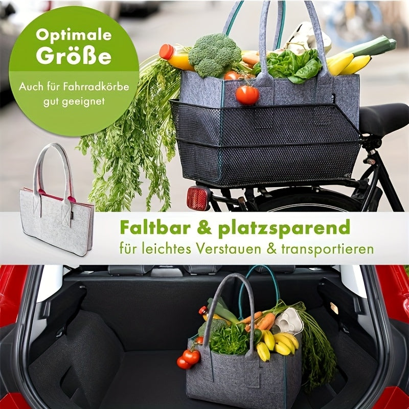 Gray Felt Tote Bag Made of Non-Woven Fabric, Perfect for Shopping And Carrying Groceries, Shelf Baskets