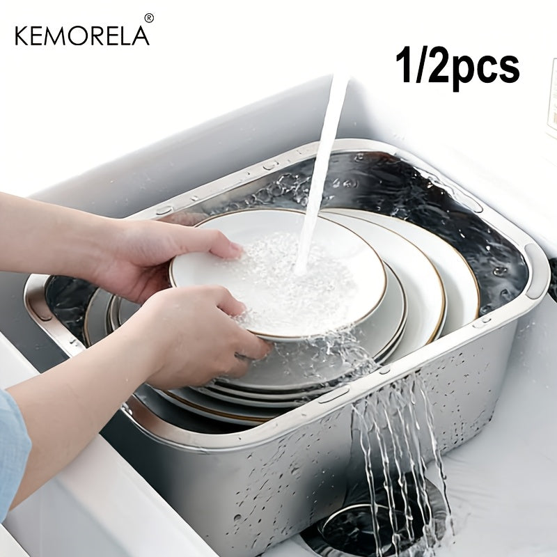 1\u002F2pcs KEMORELA 304 Stainless Steel Dishwashing Basin\u002FDrainer Basket, Large Capacity Multi-Functional Metal Sink, Suitable for Kitchen Sinks, Can Be Used for Washing Dishes And Kitchen Accessories.