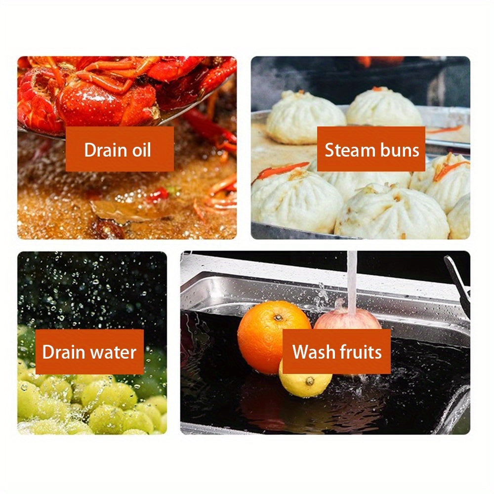 2\u002F4pcs, Stainless Steel Multi-Purpose Kitchen Colander - Ideal for Filtering Oil, Commercial, Catering, Household Washing Rice, Fruit Draining And Vegetable Cleaning, Durable, Food-Safe Mesh Sieve