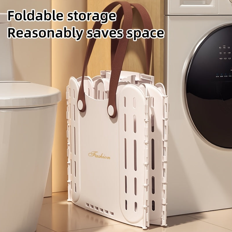 Bathroom and Toilet Basket Foldable Multi-purpose Storage Basket | Hand-carried, Laundry Hamper, Shopping, Toy Storage | Large-capacity, No Assembly