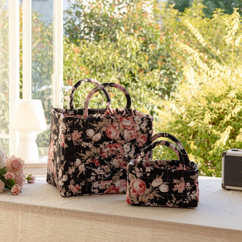 A Set of 2 Pastoral Floral Dirty Clothes Baskets, Home High-Value Stylish Large-Capacity Foldable Garbage Storage Basket Suitable for Storing Toys And Snacks, Suitable for Daily Travel As a Shopping Basket Exquisite Storage Basket, Shelf Baskets