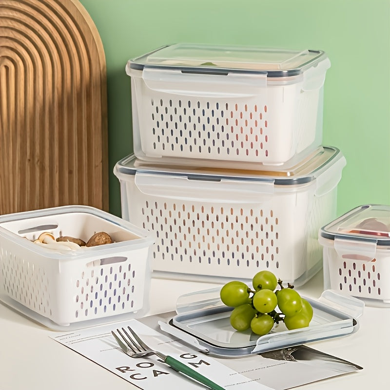 New Multifunctional Double-Layer Storage & Fresh-Keeping Basket with Draining Function, Suitable for Storing Various Ingredients And Fruits A Versatile Kitchen Fresh-Keeping Container, Sealed Box And Fruit Storage Box
