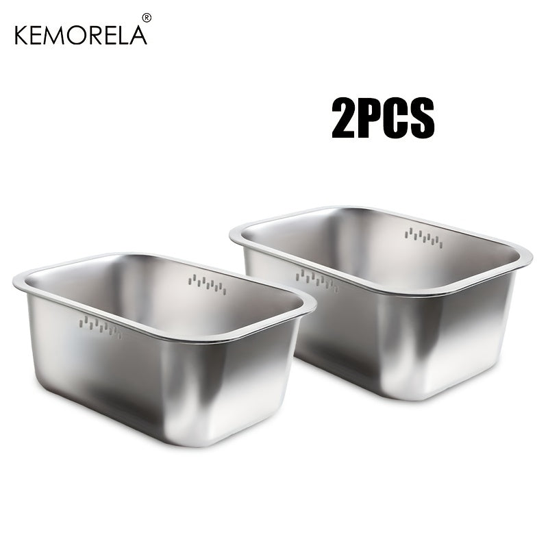 1\u002F2pcs KEMORELA 304 Stainless Steel Dishwashing Basin\u002FDrainer Basket, Large Capacity Multi-Functional Metal Sink, Suitable for Kitchen Sinks, Can Be Used for Washing Dishes And Kitchen Accessories.