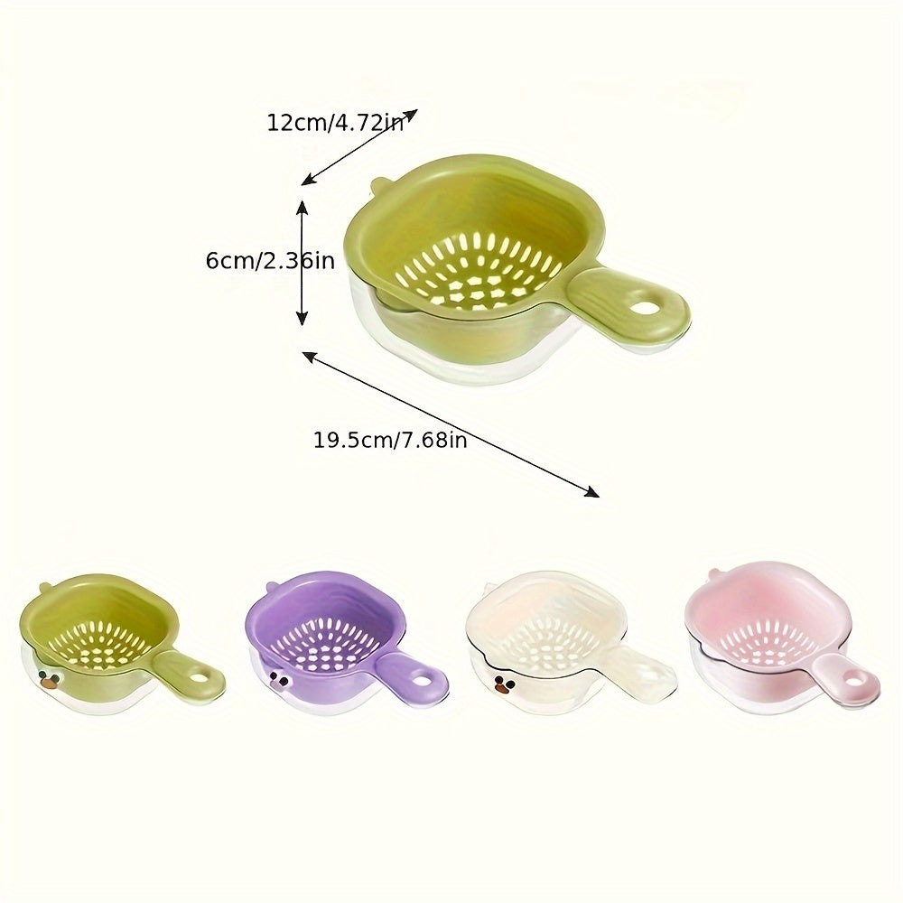 Set of 4 Creative Dopamine-Colored Fruit Washing And Filtering Bowls Made of PP Material, Featuring a Handle for Washing Vegetables, Fruit Strainer Baskets, And Small Bowls for Appetizers, Suitable for Outdoor Washing of Fruits And Vegetables
