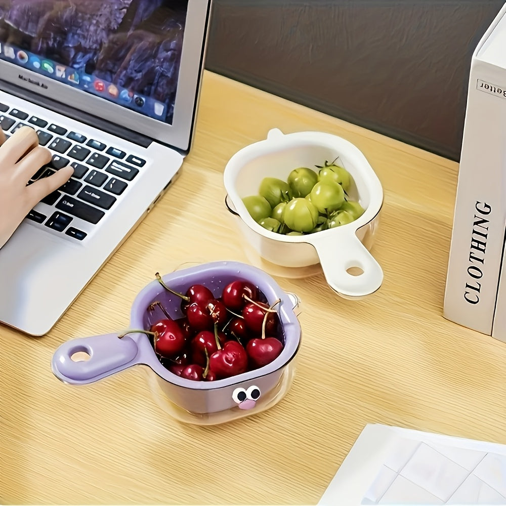 Set of 4 Creative Dopamine-Colored Fruit Washing And Filtering Bowls Made of PP Material, Featuring a Handle for Washing Vegetables, Fruit Strainer Baskets, And Small Bowls for Appetizers, Suitable for Outdoor Washing of Fruits And Vegetables