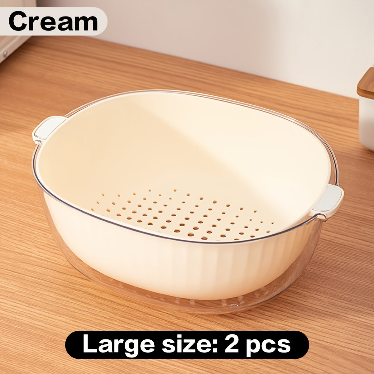 Set of 2 \u002F Set of 4 Multifunctional Plastic Draining Baskets (Kitchen Drip Washing Vegetable Baskets, Fruit Baskets), Suitable for Washing Vegetables And Fruits in The Kitchen