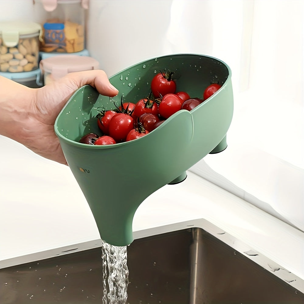 2pcs Plastic Drain Basket Suitable - Heavy-Duty Multi-Purpose Strainer Basket, Dish Drainer for Fruits Vegetables Rice Grains Lentils, Space-Saving Drain Basket