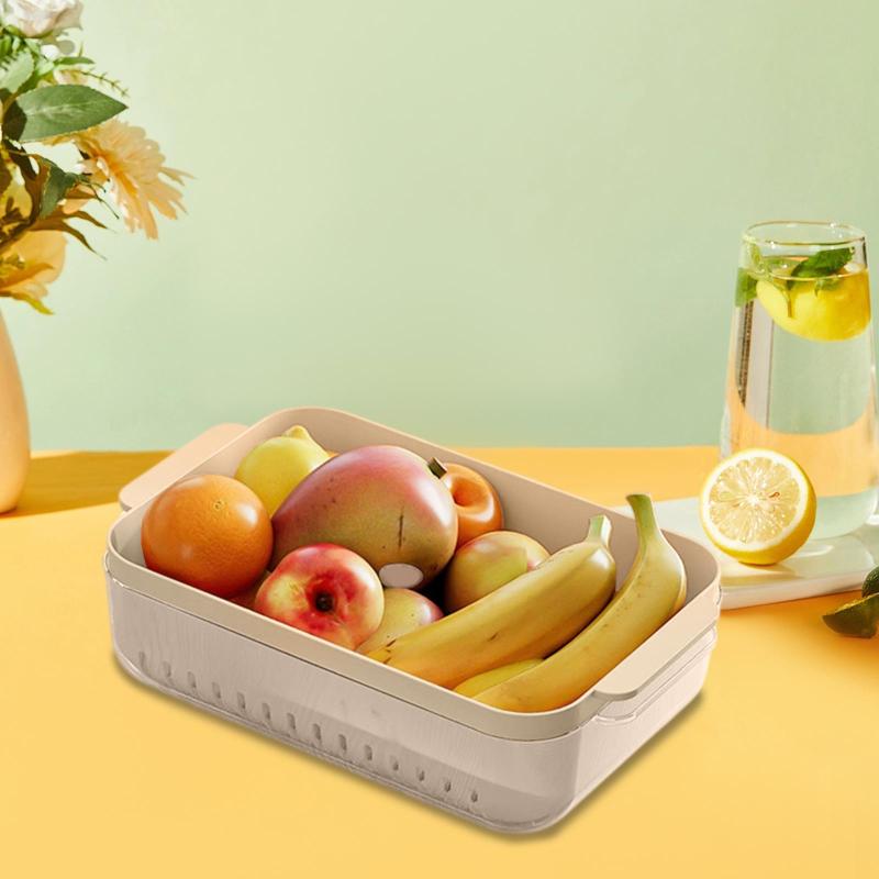 Kitchen Double Layer Drainage Basket Vegetable Washing Basin Vegetable And Fruit Drainage Basin Filter Basket Vegetable Washing Artifact Basket Beige Orange White