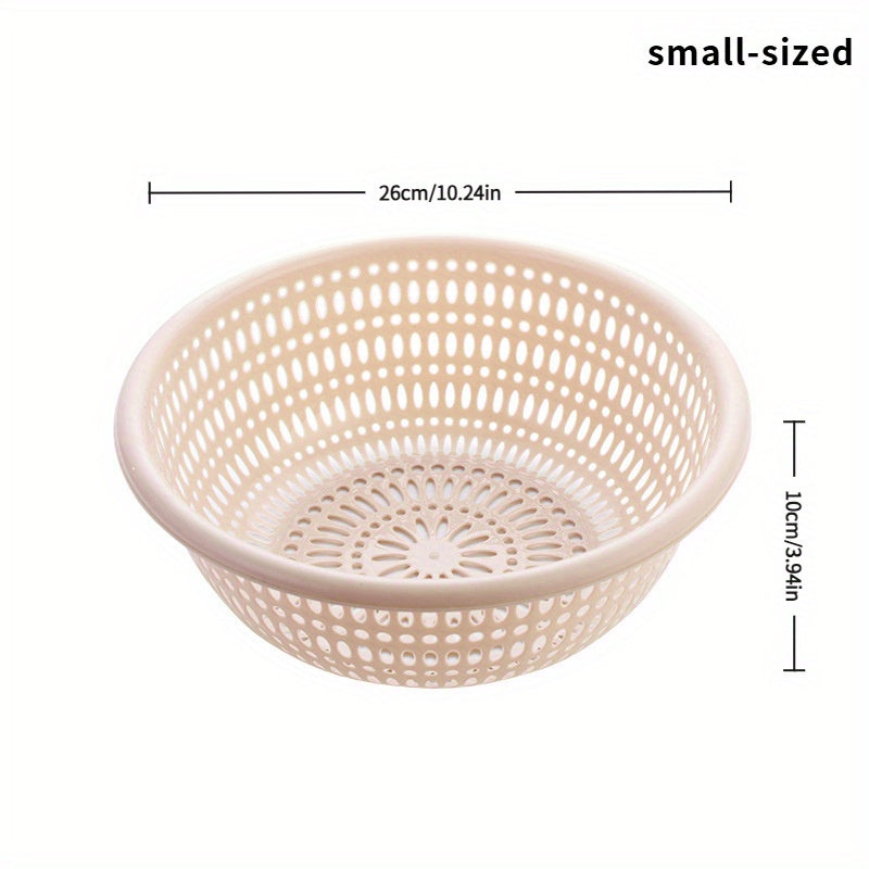 3pcs round rice washing sieve, household thick fruit and vegetable basket, storage and drainage basket, kitchen multifunctional water filtration basket, household simple design