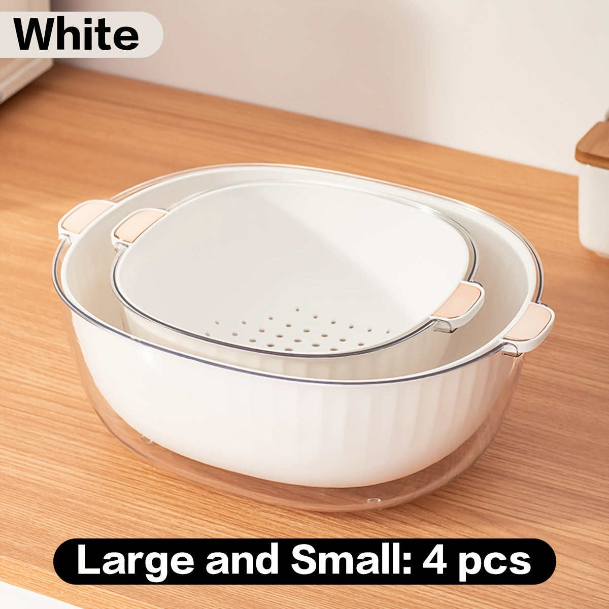 Set of 2 \u002F Set of 4 Multifunctional Plastic Draining Baskets (Kitchen Drip Washing Vegetable Baskets, Fruit Baskets), Suitable for Washing Vegetables And Fruits in The Kitchen