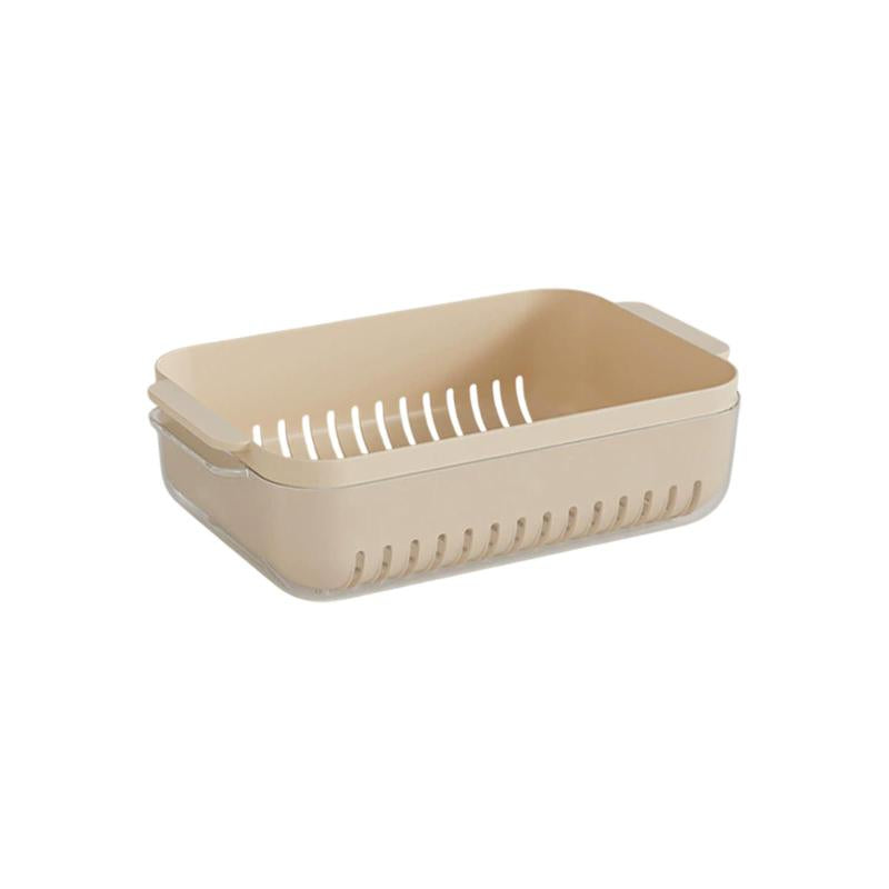 Kitchen Double Layer Drainage Basket Vegetable Washing Basin Vegetable And Fruit Drainage Basin Filter Basket Vegetable Washing Artifact Basket Beige Orange White