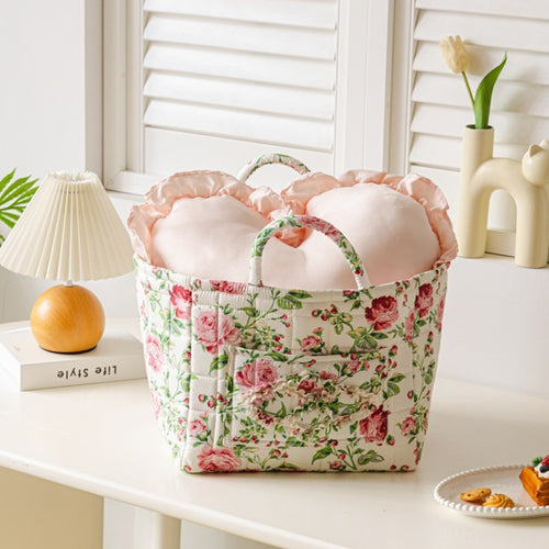 2pcs Floral Laundry Hamper - Stylish, Large-Capacity & Foldable Storage Basket for Home Use (Also for Garbage), Suitable for Storing Toys & Snacks, and Ideal as a Shopping Basket for Daily Grocery Runs, Laundry Baskets