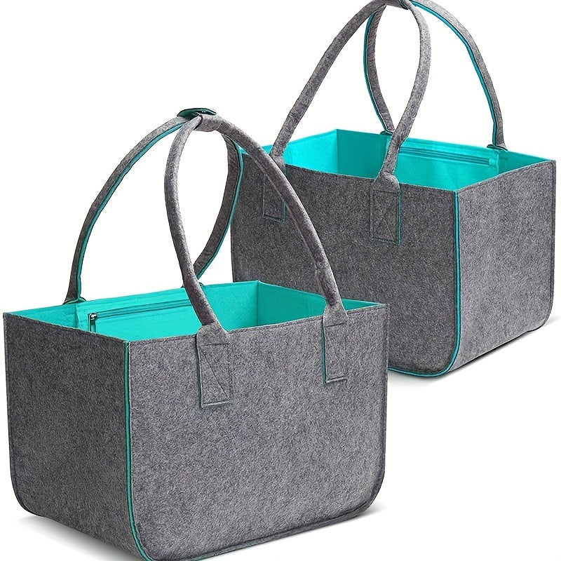 Gray Felt Tote Bag Made of Non-Woven Fabric, Perfect for Shopping And Carrying Groceries, Shelf Baskets