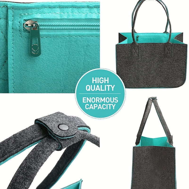Gray Felt Tote Bag Made of Non-Woven Fabric, Perfect for Shopping And Carrying Groceries, Shelf Baskets
