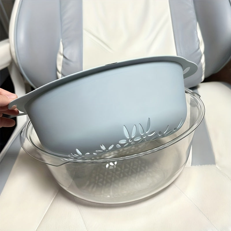 Double-Layer Thickened Draining Basket, Multifunctional Vegetable Washing Basin, Kitchen Fruit Draining Bowl, Two-In-One Vegetable Washing Basket And Water Filter