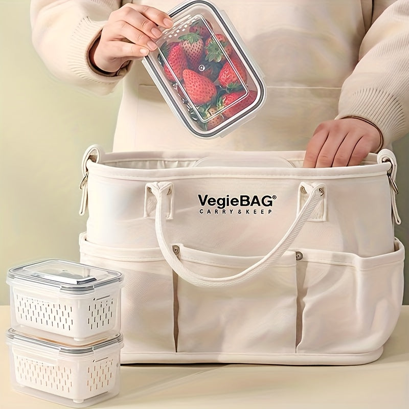 Set of 6pcs Including 2 Containers, 2 Drain Baskets, And 2 Lids. These Food-Grade Storage Boxes Feature a Drainage Function And Are Designed for Breathable Storage. They Are Stackable Household Baskets Suitable for Organizing Fruits, Vegetables