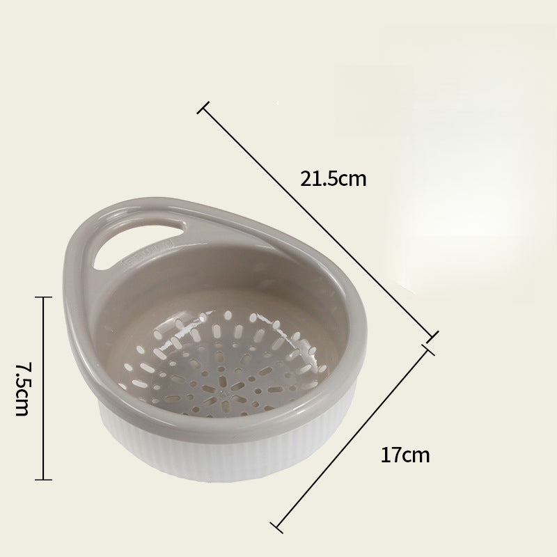 Double-Layer Household Vegetable Basket Multi-Functional High-Value Fruit and Vegetable Washing Basin Creative One-Handed Portable Fruit Draining Basket