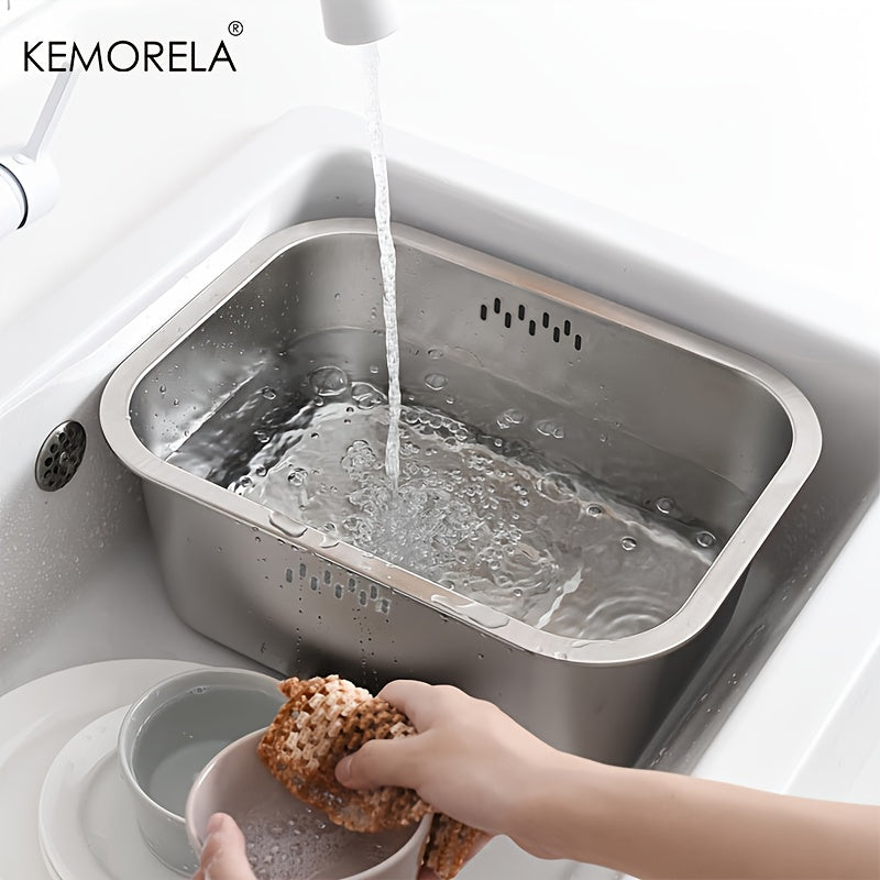 1\u002F2pcs KEMORELA 304 Stainless Steel Dishwashing Basin\u002FDrainer Basket, Large Capacity Multi-Functional Metal Sink, Suitable for Kitchen Sinks, Can Be Used for Washing Dishes And Kitchen Accessories.