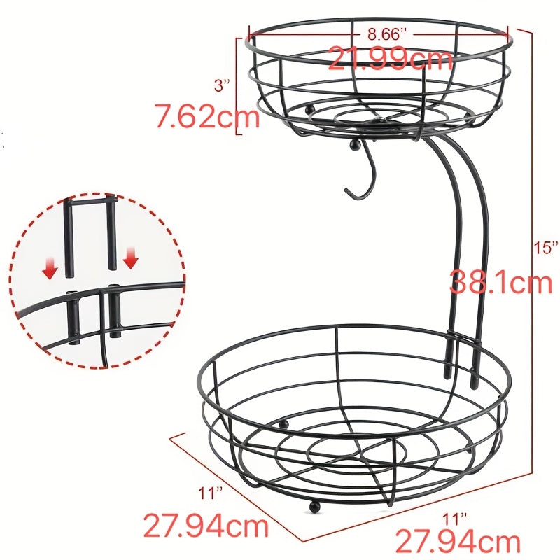 Large Fruit Basket, 2026 Pro Detachable Metal Fruit Plate, Countertop Use, for Holding Fruits, Bread, Vegetables and Snacks