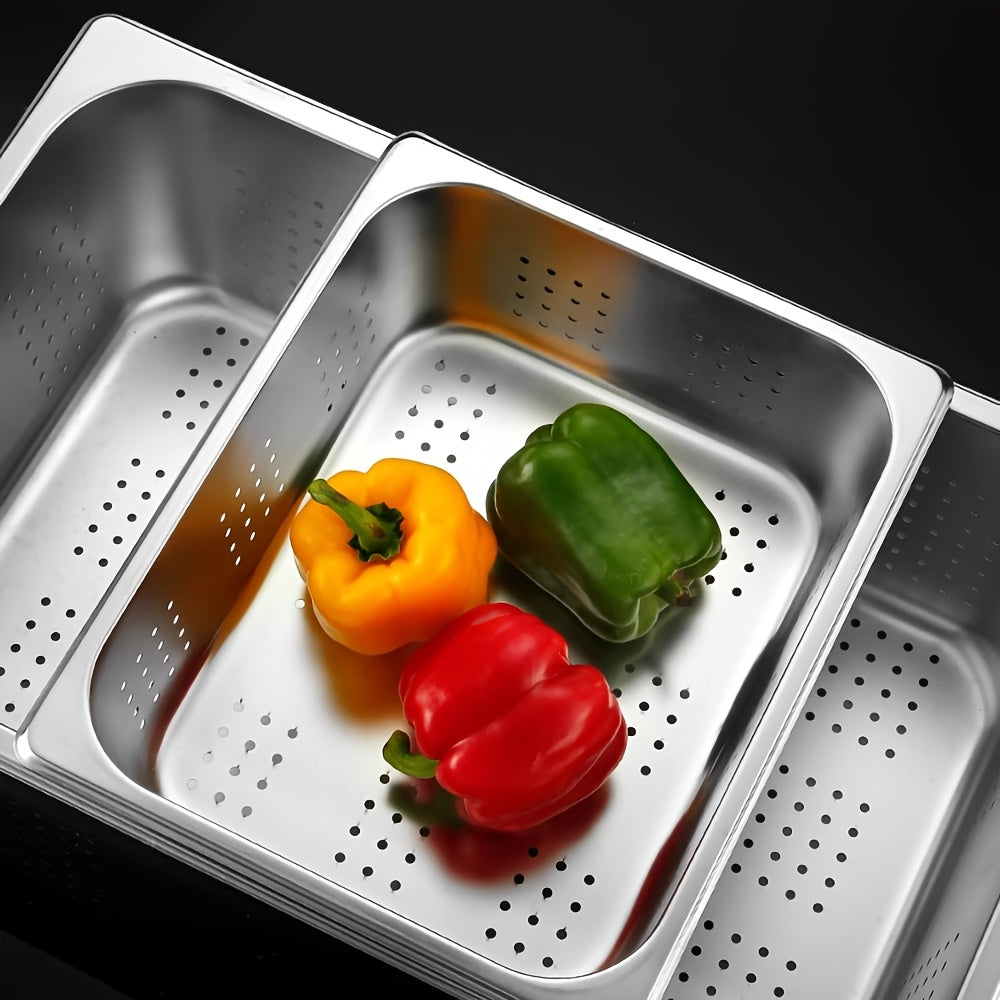 2\u002F4pcs, Stainless Steel Multi-Purpose Kitchen Colander - Ideal for Filtering Oil, Commercial, Catering, Household Washing Rice, Fruit Draining And Vegetable Cleaning, Durable, Food-Safe Mesh Sieve