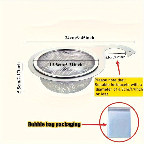 1pc Stainless Steel Swan Sink Strainer Basket | Durable Metal Mesh Filter for Kitchen Waste, Faucet Hanging Design for Easy Use in Modern Kitchens, Efficient Water Flow