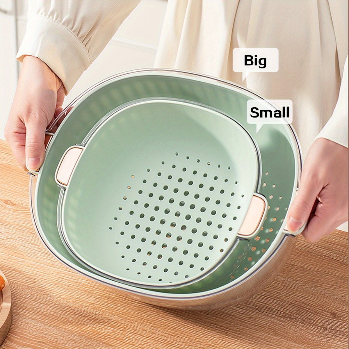 Set of 2 \u002F Set of 4 Multifunctional Plastic Draining Baskets (Kitchen Drip Washing Vegetable Baskets, Fruit Baskets), Suitable for Washing Vegetables And Fruits in The Kitchen