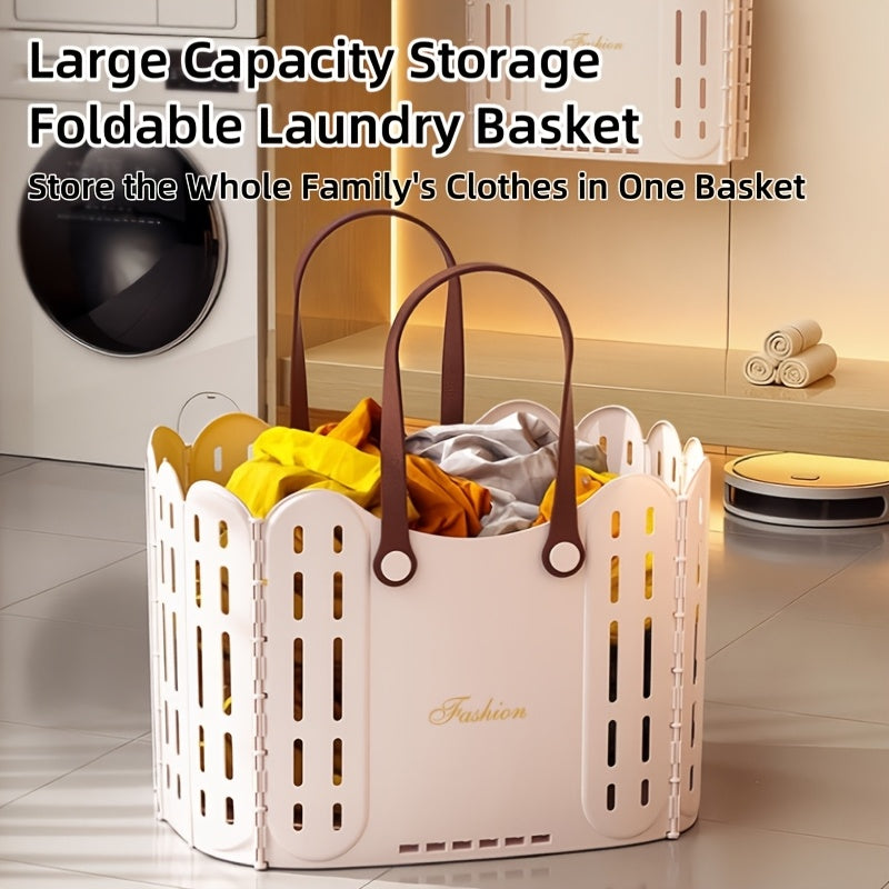 Bathroom and Toilet Basket Foldable Multi-purpose Storage Basket | Hand-carried, Laundry Hamper, Shopping, Toy Storage | Large-capacity, No Assembly