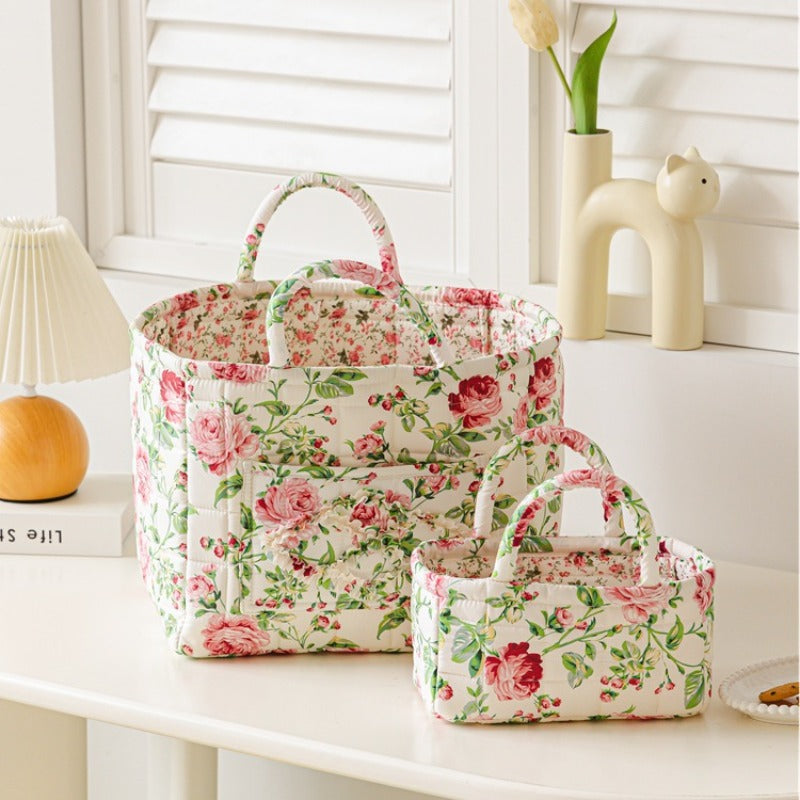 2pcs Floral Laundry Hamper - Stylish, Large-Capacity & Foldable Storage Basket for Home Use (Also for Garbage), Suitable for Storing Toys & Snacks, and Ideal as a Shopping Basket for Daily Grocery Runs, Laundry Baskets