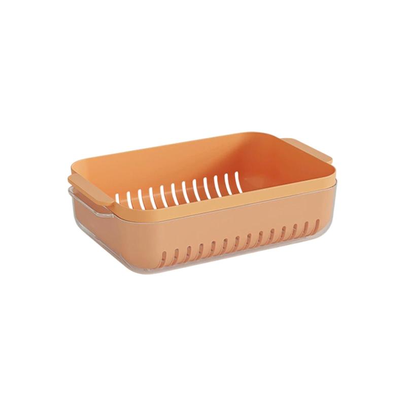 Kitchen Double Layer Drainage Basket Vegetable Washing Basin Vegetable And Fruit Drainage Basin Filter Basket Vegetable Washing Artifact Basket Beige Orange White