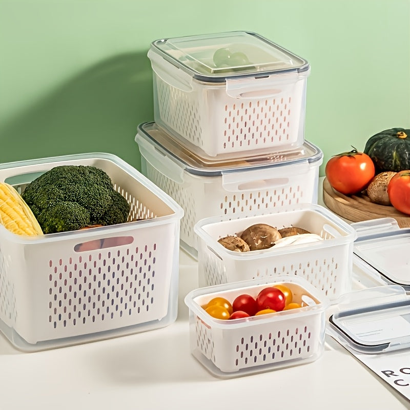 New Multifunctional Double-Layer Storage & Fresh-Keeping Basket with Draining Function, Suitable for Storing Various Ingredients And Fruits A Versatile Kitchen Fresh-Keeping Container, Sealed Box And Fruit Storage Box