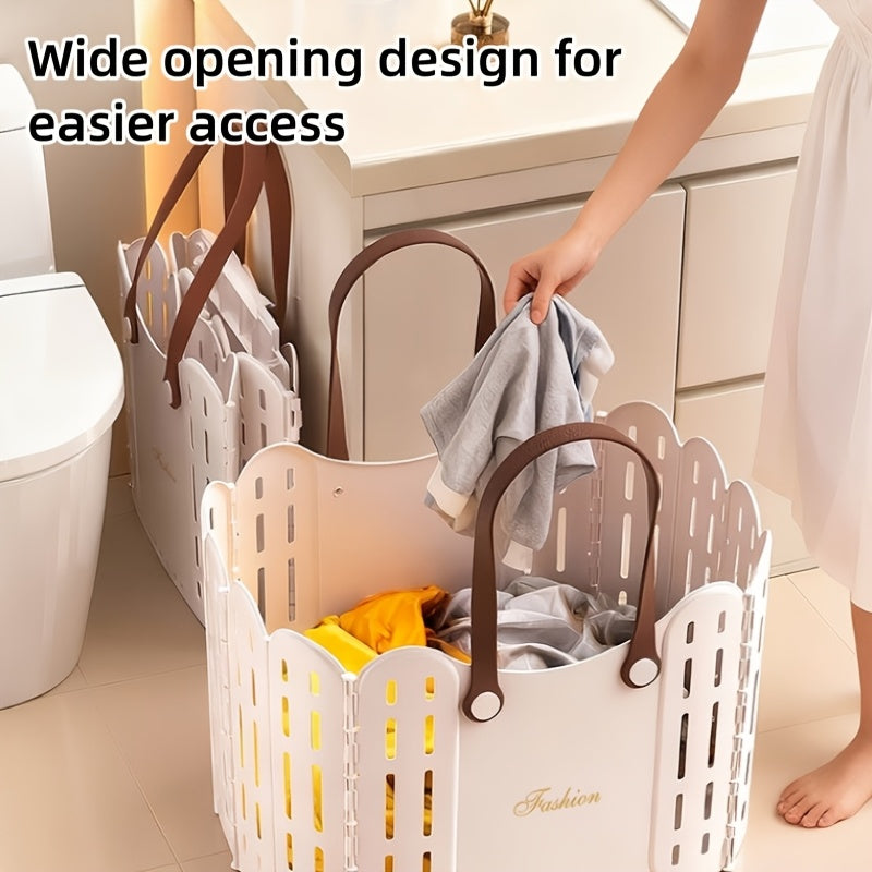 Bathroom and Toilet Basket Foldable Multi-purpose Storage Basket | Hand-carried, Laundry Hamper, Shopping, Toy Storage | Large-capacity, No Assembly