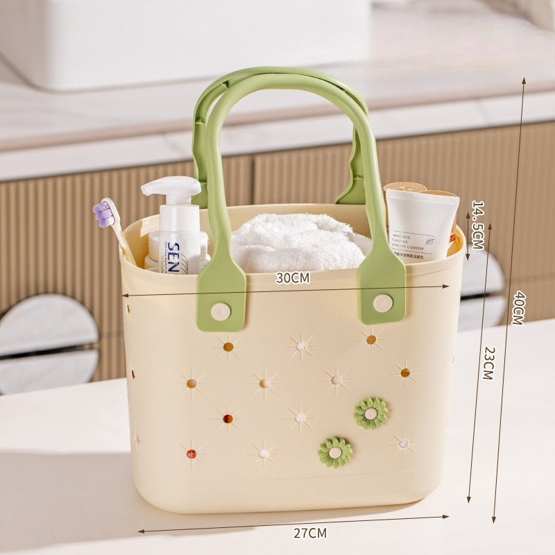 Ventilated Drainage Shower Basket, Portable Bath Organizer for College Dorm, Lightweight Grocery Tote, Shelf Baskets