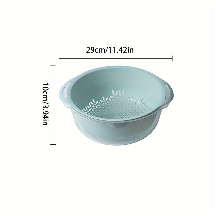 Double-Layer Thickened Draining Basket, Multifunctional Vegetable Washing Basin, Kitchen Fruit Draining Bowl, Two-In-One Vegetable Washing Basket And Water Filter