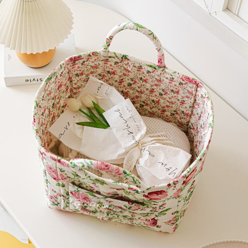 2pcs Floral Laundry Hamper - Stylish, Large-Capacity & Foldable Storage Basket for Home Use (Also for Garbage), Suitable for Storing Toys & Snacks, and Ideal as a Shopping Basket for Daily Grocery Runs, Laundry Baskets