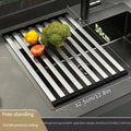 A Collapsible Draining Tool, a 304 Stainless Steel Kitchen Sink Drainer Rack for Bowls And Dishes, Featuring a Foldable And Expandable Draining Basket