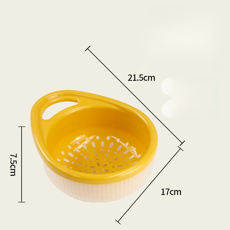 Double-Layer Household Vegetable Basket Multi-Functional High-Value Fruit and Vegetable Washing Basin Creative One-Handed Portable Fruit Draining Basket