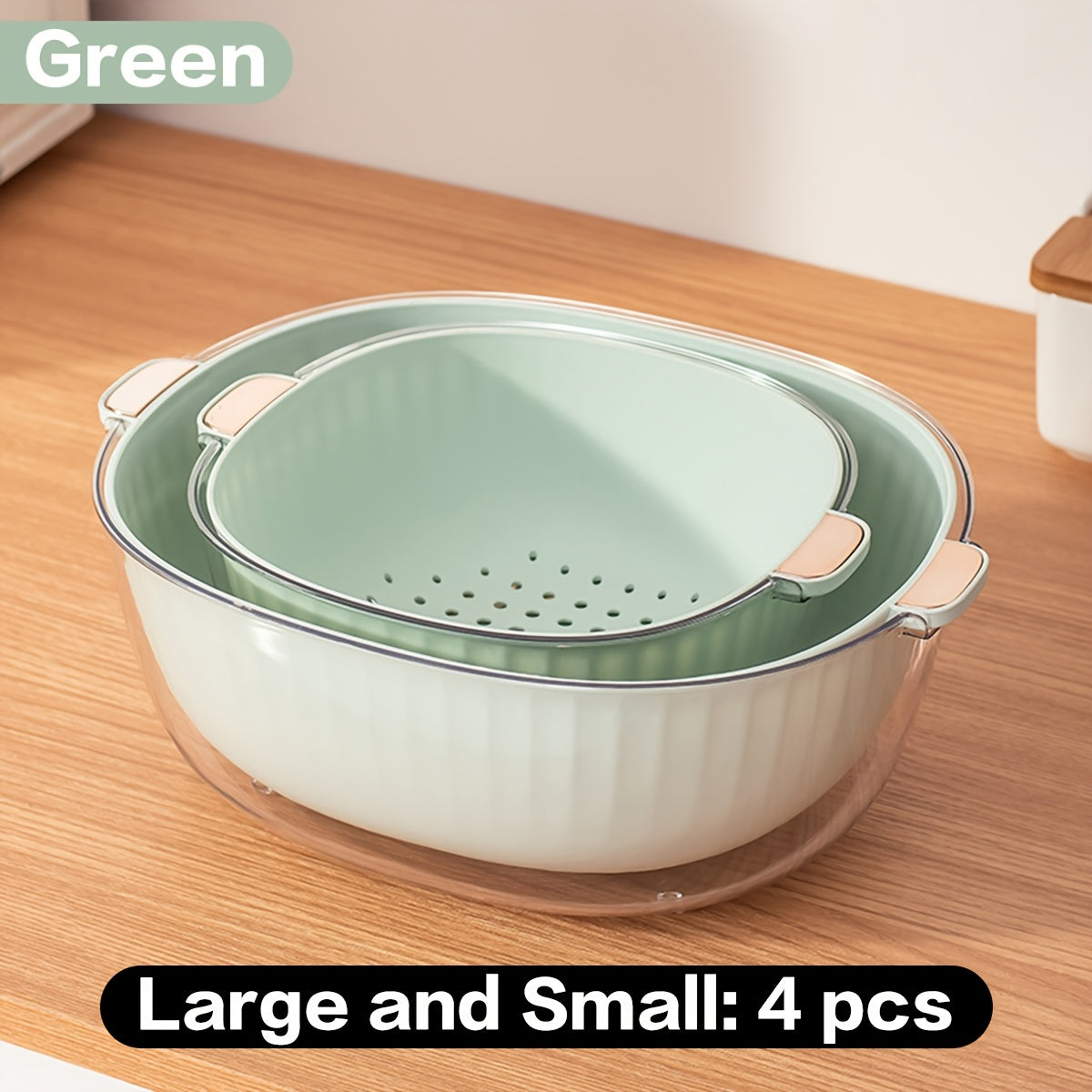 Set of 2 \u002F Set of 4 Multifunctional Plastic Draining Baskets (Kitchen Drip Washing Vegetable Baskets, Fruit Baskets), Suitable for Washing Vegetables And Fruits in The Kitchen