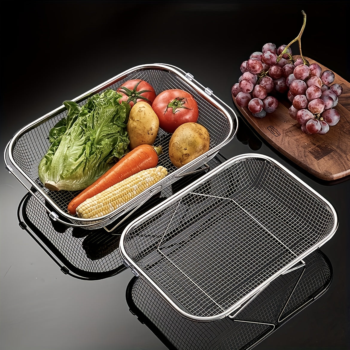 2pcs Stainless Steel Microporous Sink Drainage Baskets | Expandable to Fit Multiple Sizes of Sinks, Suitable for Kitchen Utensils, Fruit, Bowl and Dish Storage