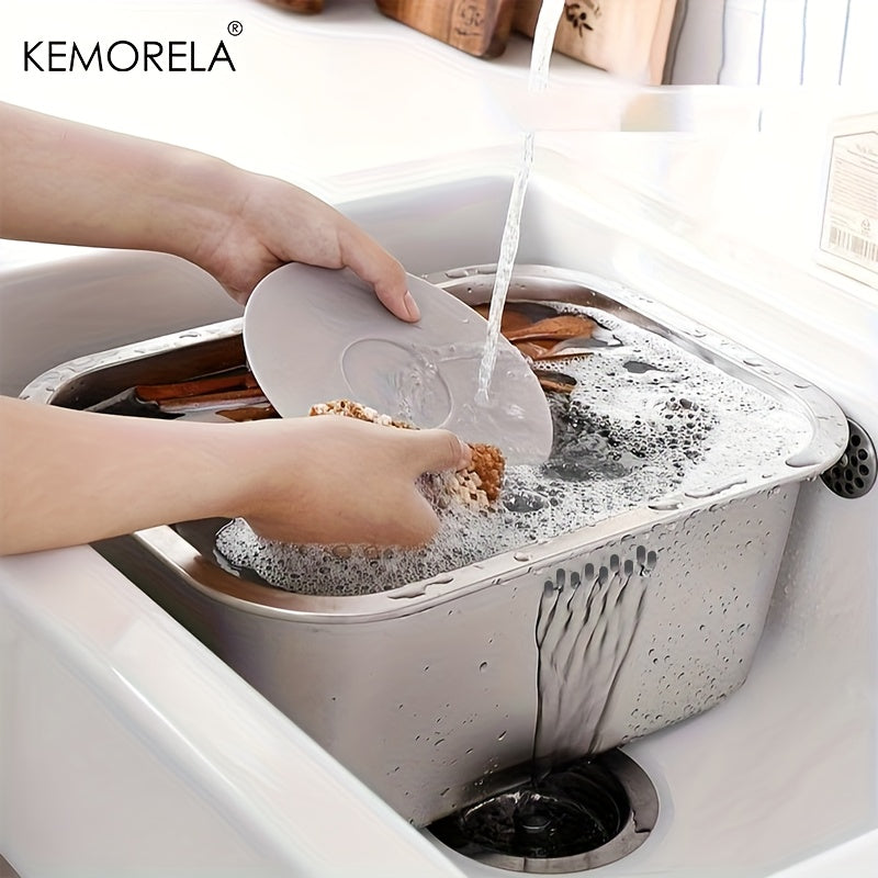1\u002F2pcs KEMORELA 304 Stainless Steel Dishwashing Basin\u002FDrainer Basket, Large Capacity Multi-Functional Metal Sink, Suitable for Kitchen Sinks, Can Be Used for Washing Dishes And Kitchen Accessories.