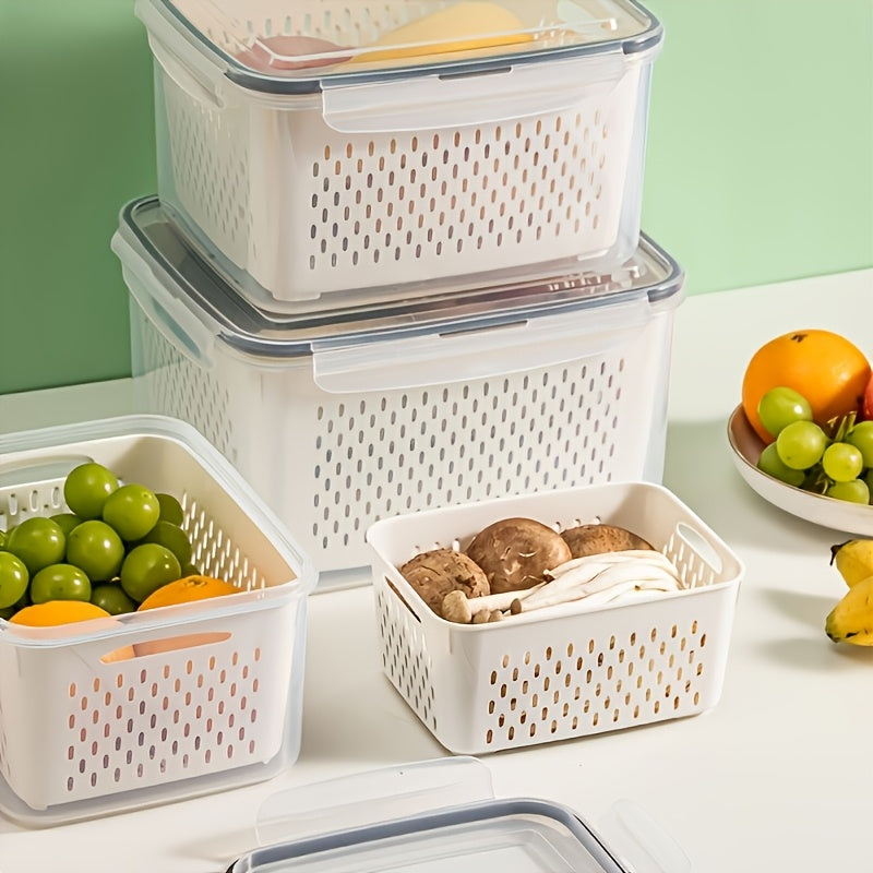 New Multifunctional Double-Layer Storage & Fresh-Keeping Basket with Draining Function, Suitable for Storing Various Ingredients And Fruits A Versatile Kitchen Fresh-Keeping Container, Sealed Box And Fruit Storage Box
