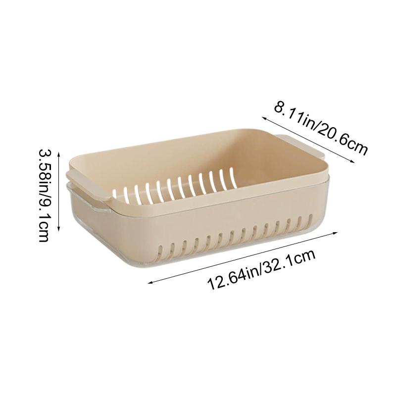 Kitchen Double Layer Drainage Basket Vegetable Washing Basin Vegetable And Fruit Drainage Basin Filter Basket Vegetable Washing Artifact Basket Beige Orange White