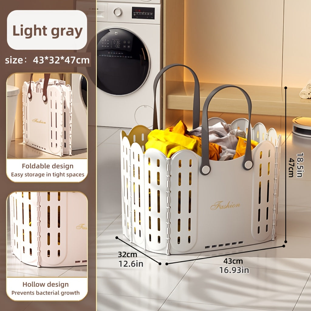 Bathroom and Toilet Basket Foldable Multi-purpose Storage Basket | Hand-carried, Laundry Hamper, Shopping, Toy Storage | Large-capacity, No Assembly