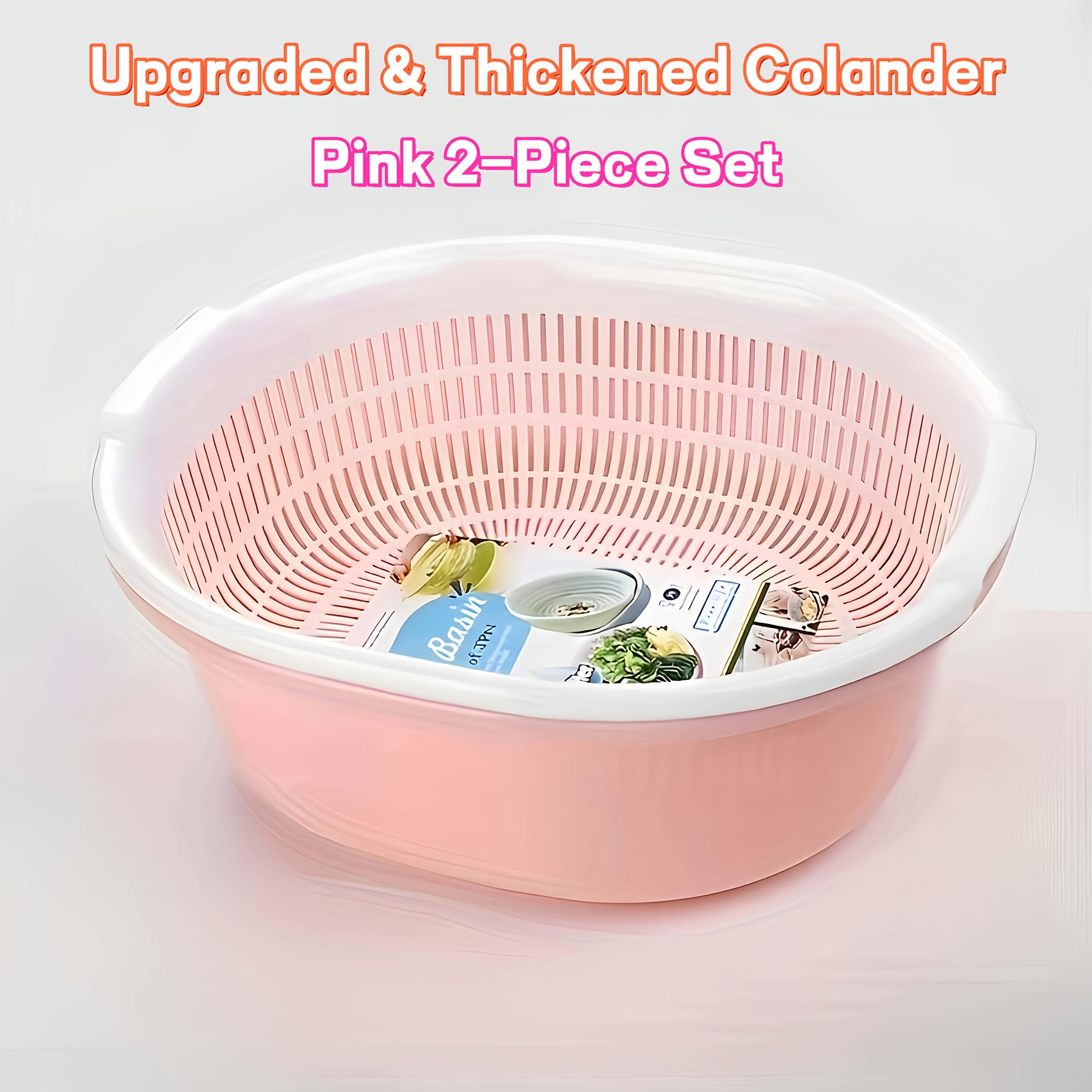 Heavy-Duty Large Capacity Double-Layer Drain Basket with Deep Base & Two-Tier - Heavy-Duty Plastic Kitchen Basket Suitable for Washing Fruits\u002FVegetables, Draining Liquids - Home & Commercial Use