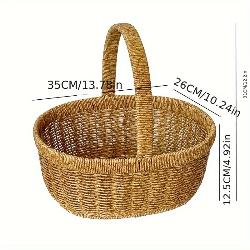 Handwoven Basket Handwoven Japanese-Style Basket | Imitation Rattan, Large Picnic, Handmade Fruit, Egg